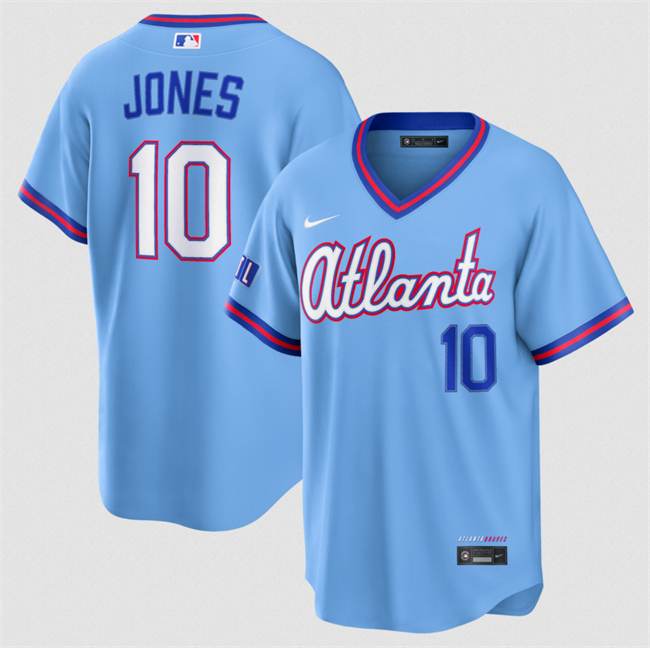 Men's Powder Blue Atlanta Braves #10 Chipper Jones 2026 City Connect Stadium Stitched Baseball Jersey